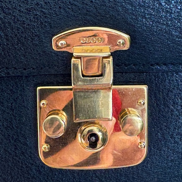 Vintage from 1960 Gucci Lady padlock  top handle black leather 100% authentic - Picture 8 of 17